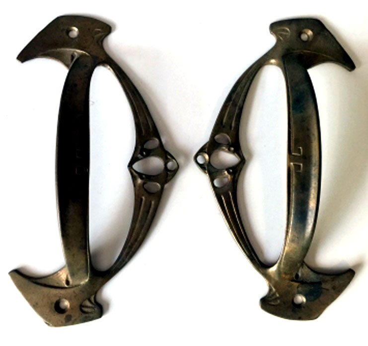 Pair Bronze Art Nouveau Handles Modernism